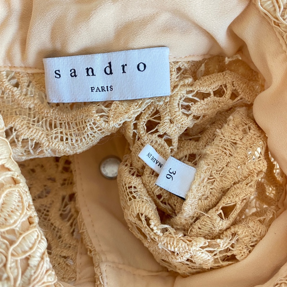Sandro Live yellow embroidered-floral lace mini dress - Picture 9 of 13